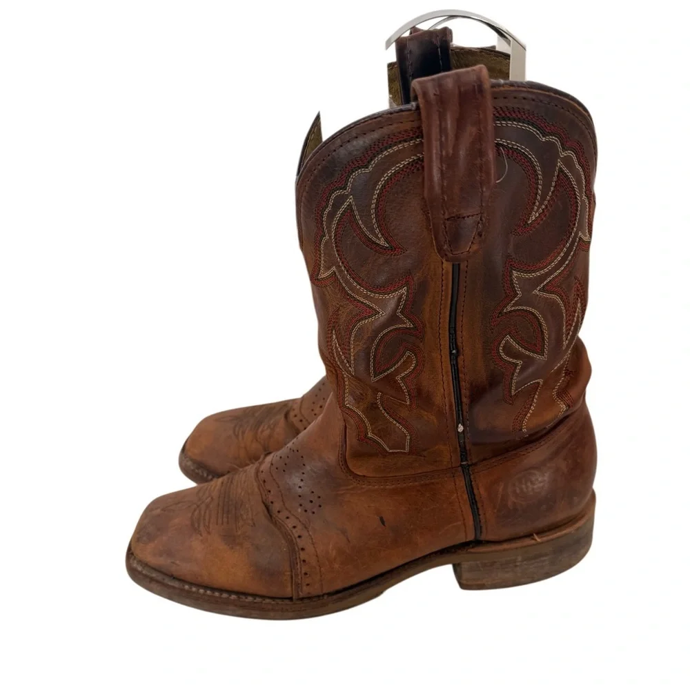 Double H DH3560 Mens Roper Brown Leather Square Toe Western Boots 12D Oil Resist